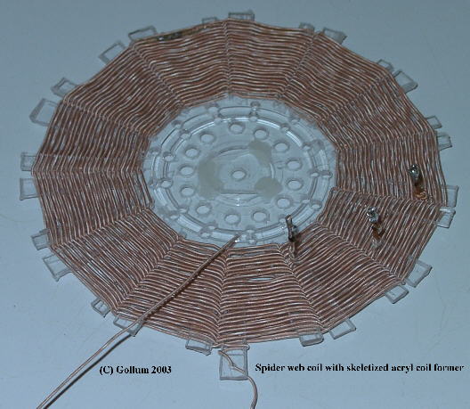 Spider web coil with acryl former